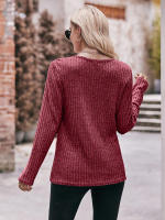 Camiseta lisa de manga larga para mujer, Jersey informal versátil de Color liso con cuello redondo, ajustado, ropa de otoño, novedad de 2023 - details 21