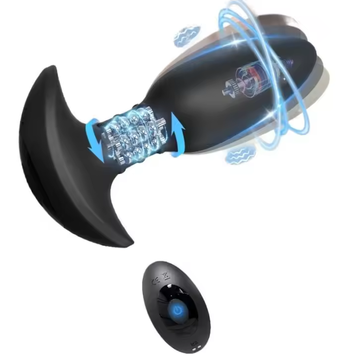 Leten 360° °   Juguetes sexuales con vibración rotatoria para hombres, masajeador de próstata con vibración, juguete sexual anal con aplicación para hombres - 1