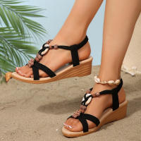 Sandalias de tacón de cuña de talla grande, cómodas, elásticas y perezosas para mujer, Verano 2025. - details 4