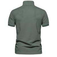 polos hombre manga corta ropa hombre día del padre Verano de alta calidad de algodón transfronterizo bordado de ciervos Polo camiseta de hombre Color sólido solapa Tops básicos de manga corta para hombres - details 10