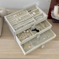 Organizador De Joyas Transparente Caja De Almacenamiento Con Cajones Multicapa Estilo De Mostrador a Prueba De Polvo Con Almacenamiento Para Anillos Collares Y Pendientes Material De Plástico Y Velours - details 6