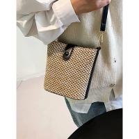 Bolso de Playa de Paja Verano Bolso Cruzado Ajustable para Mujeres Bolso de Vacaciones con Patrón a Rayas Bolso de Cesta de Nylon - details 0