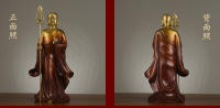 Bodhisattva Ksitigarbha de cobre puro en la montaña Jiuhua, con una gran decoración de la estatua de bronce de los Tres Santos Samantabhadra - details 1