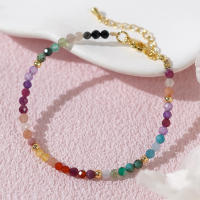 1 unidad 2024 Día de San Valentín chapado en oro de 18K piedras preciosas multicolores joyería delicada pulseras de cuentas para mujer regalo de Año Nuevo - details 4