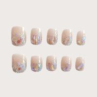 24pcs Uñas De Ballet Cortas Brillantes Con Diseño De Estrellas Doradas Press on Nails Para Mujeres Y Niñas Uñas Falsas Para Uso Diario - details 1
