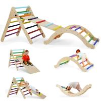 Escalador triangular de madera para niños pequeños, escalera para bebés, gimnasio interior, patio de juegos - details 0
