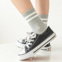 Calcetines de algodón para niños y niñas, medias de colores sólidos y rayas, lote de 6 pares - details 1