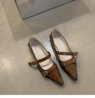 Nuevo tacón bajo puntiagudo versátil palabra con zapatos individuales de tacón grueso zapatos Lizhen - details 12