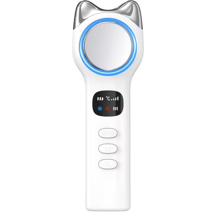 Masajeador Facial Eléctrico Antiarrugas Masaje, Aparato reafirmante que calienta y enfría, herramienta facial ligera con vibración, kit eléctrico para el cuidado de la piel, masajeador facial con 8-21°C frío, 38-47°C calor - 1