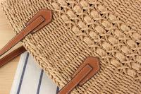 Bolso de viaje de verano, bolsa tejida de gran capacidad para viaje francés, hierba, vacaciones, Playa - details 7