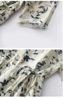 Vestido de algodón con estampado ral para mujer, vestido A-e de manga corta con cuello en V, vestido bohemio dulce, ropa suave y acogedora para mujer - details 10