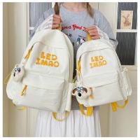 Mochila coreana simple de color sólido con alfabeto para estudiantes, mochila ligera de gran capacidad para viajes, mochila informal versátil - details 25