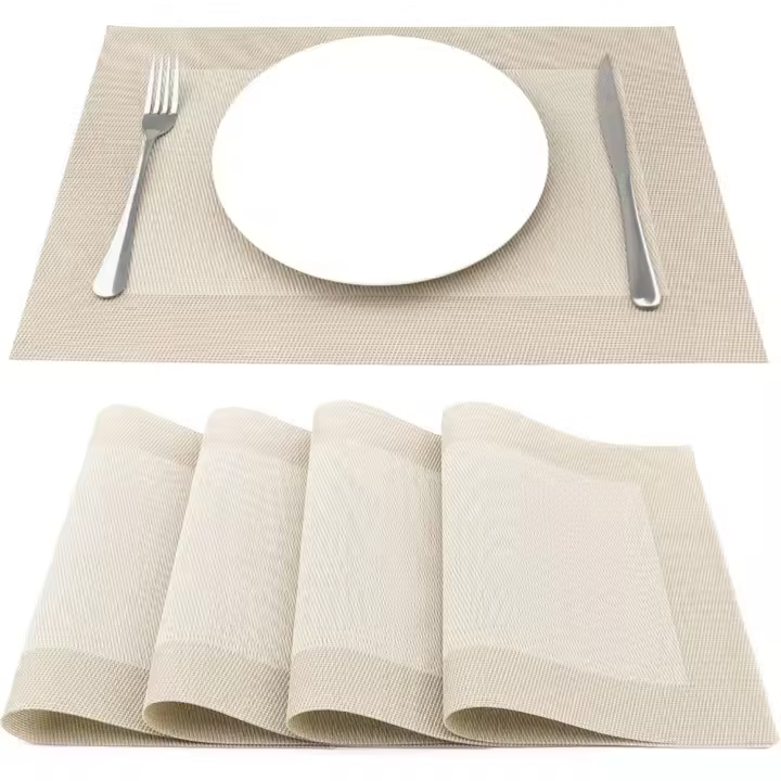 Manteles Individuales Juego de 4, Salvamanteles Individuales en PVC para Comedor 45*30 CM, Oro - 1