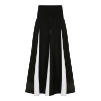 BUNO-Falda grande con costuras contrastantes clásicas en blanco y negro, falda larga de cintura baja, falda drapeada de moda Retro Spice Girl para mujer - details 15