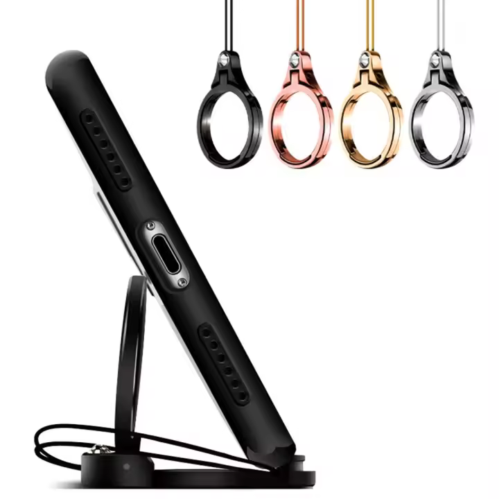 Llavero soporte Universal hebilla de Metal soporte de anillo de dedo cable de montaje para teléfono móvil correas de teléfono móvil correa de cordón - 1
