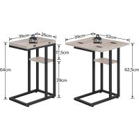 Mesa Auxiliar de Sofá en Forma de C Plegable, Mesa Pequeña de Centro de Estilo Industrial, Mesa de Café con Estante de Almacenamiento, Marrón Vintage EBF29SF01 - details 11