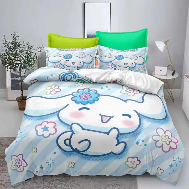 Conjunto de Ropa de Cama Cinnamoroll Funda de Edredón Cómoda para Niños y Adolescentes - 1