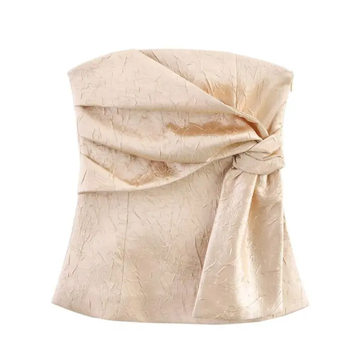 -Conjunto de pantalones de cintura alta con estilo corsé con textura de efecto plisado, novedad de verano, ropa de mujer - 1