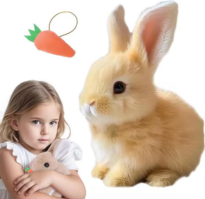Bunby - Easter My Realistic Bunny Toy, Conejito interactivo realista - Saltando, temblando y sacudiendo las orejas, Conejito realista (Dreamy Pink) - 1