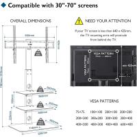 Soporte de TV con Base Ajustable Vidrio Templado de 3 Niveles Para Pantallas LED OLED LCD Plasma de 30 a 70 Pulgadas Max VESA 600x400 mm Blanco - details 11
