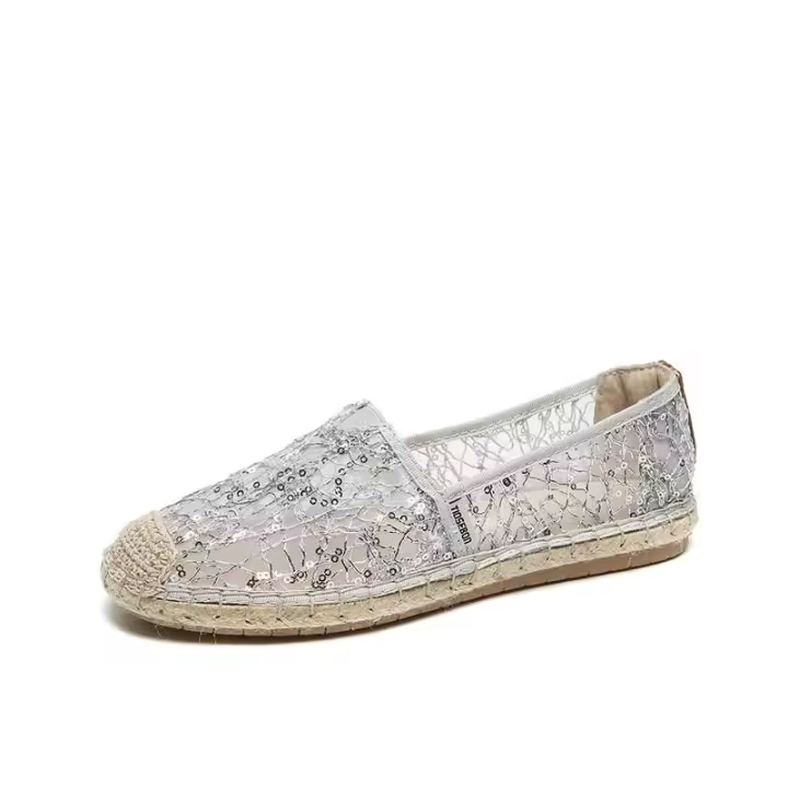 Nuevos zapatos de lona Chaussures Homme mocasines planos dorados tejidos para mujer marca de moda 2025 - 1