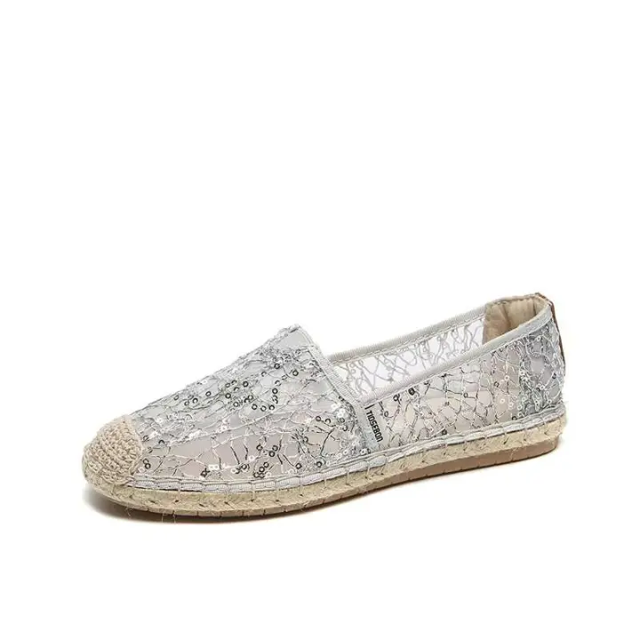 Nuevos zapatos de lona Chaussures Homme mocasines planos dorados tejidos para mujer marca de moda 2025 - 1