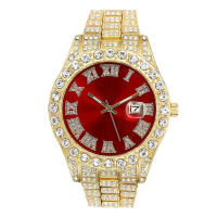 Reloj de hombre estilo hip-hop con esfera grande, calendario y diamantes. - details 7