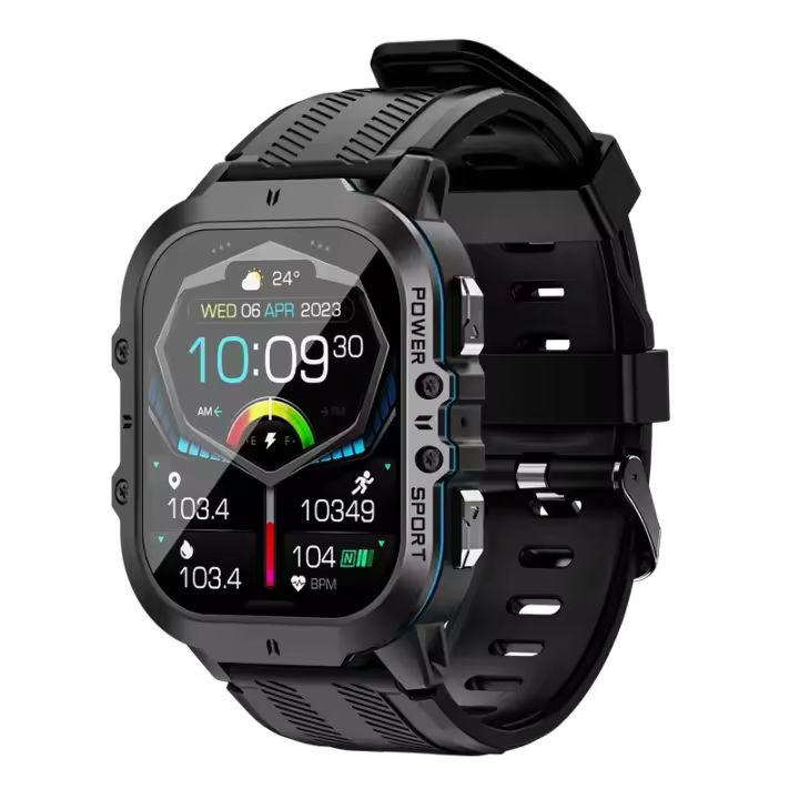 Reloj inteligente C26 1,96 con pantalla AMOLED, más de 100 modos deportivos, llamada Bluetooth, frecuencia cardíaca, reloj inteligente para exteriores, resistente al agua hasta 1ATM de profundidad - 1