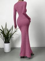 2024 Otoño e Invierno nuevo cuello cuadrado adelgazante cintura diseño sentido de la moda vestido de mujer tejido - details 19