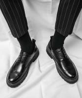 Zapatos casuales de cuero Oxford de diseñador para hombre, fáciles de usar, punta redonda alta, talla grande, nuevo modelo - details 2
