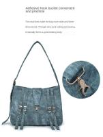 Bolsa de motocicleta de mezclilla azul resistente al desgaste impermeable con diseño de borla y cuerda - details 15