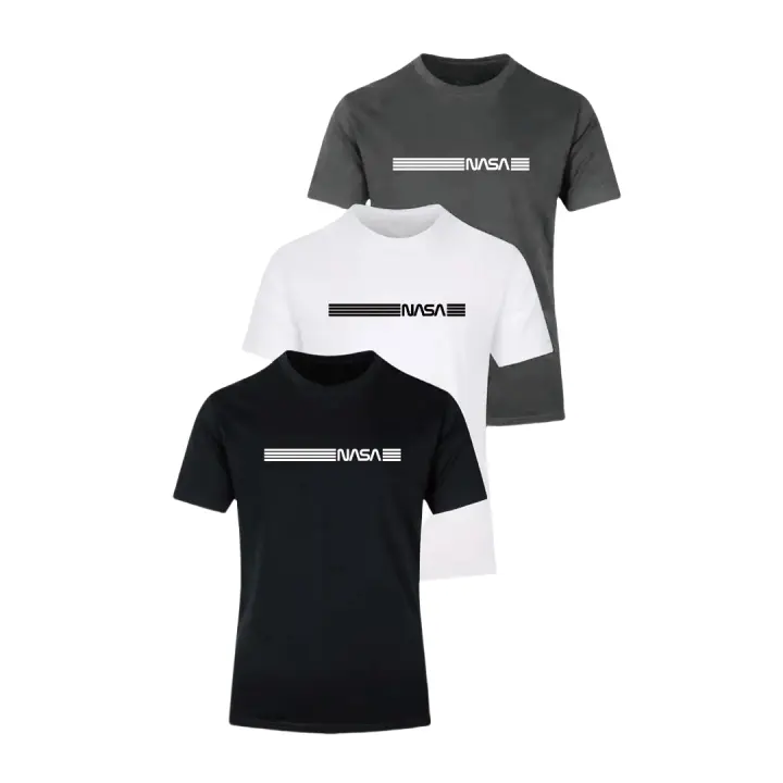 Conjunto de Camisetas Cortas para Hombres 3pcs de Cuello Redondo Algodón Transpirable - 1