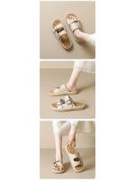 Zapatillas de suela gruesa con punta redonda para mujer, sandalias de punta abierta con hebilla de una pieza para mujer en verano - details 2