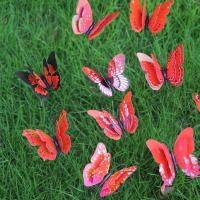 Mariposa de simulación multicolor con varillas para decoración de jardín, mariposas de doble capa vívidas, flores, bricolaje, 10 piezas, 8cm - details 5