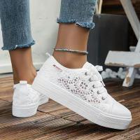 Zapatillas de plataforma de encaje para mujer, zapatos de Skate ahuecados con punta redonda, informales, para caminar - details 1