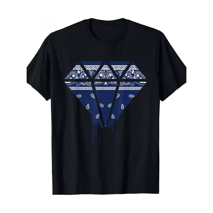 Ropa de calle blanca para hombre Hip Hop azul marino Bandana ropa camiseta-100% algodón-220g - 1