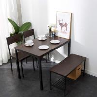 Juego de comedor de 4 piezas con mesa, 2 sillas y 1 banco. Conjunto de muebles de cocina de madera con estructura de acero. - details 17