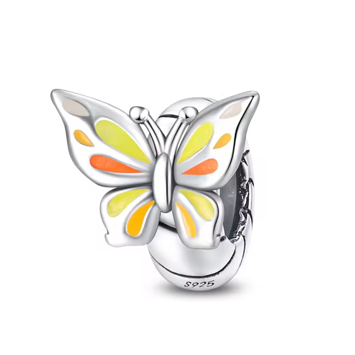 Colgante Charm Bead Plata de Ley 925 Noctilucence Mariposa Hebilla de Seguridad Cuentas Pulsera Original para Fabricación de Joyas Regalo del Día de San Valentín - 1