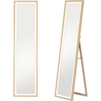 Cuerpo Entero con Luz LED 160x40 cm Espejo de Pie Espejo de Pared con Iluminación de 3 Colores Táctil Inteligente Función de Memoria y Soporte para Salón Dormitorio Roble - details 0