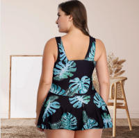 Traje de baño de talla grande para mujer, traje de baño de cuerpo dividido con falda estampada adelgazante y conservadora, traje de baño de ángulo plano - details 19