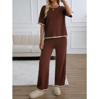 Ropa de mujer de moda 2025 primavera y verano temperamento casual de manga corta conjunto de pantalones de punto - details 29
