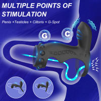 Vibrador del punto G del clítoris Extensor de pene con 10 modos de vibración intensos, anillo dual Juguetes sexuales para adultos Estimulador Masajeador para hombres Mejora de la erección y placer femenino - details 2