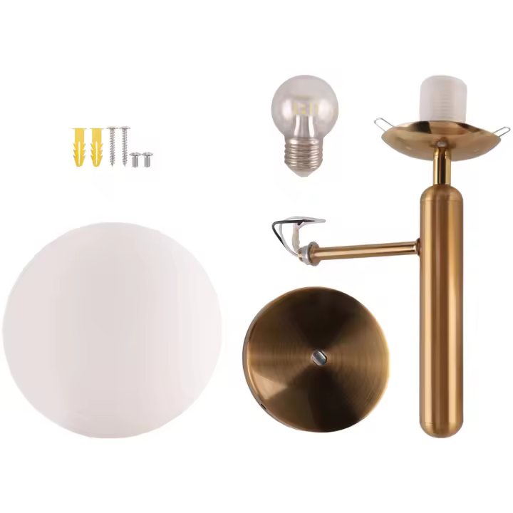 Lámpara de pared Led decorativa, candelabro de bola de cristal nórdico, luz de espejo de baño, lámpara de pared redonda moderna dorada, blanco cálido - 1