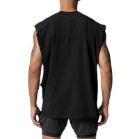 Camiseta sin mangas de gran tamaño con corte lateral abierto para hombre, ropa de culturismo de secado rápido con estampado de l - details 2