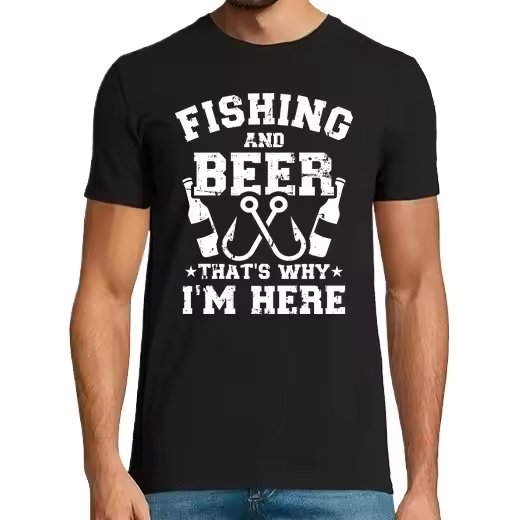 pesca y cerveza por eso estoy aquí Camisetas CERVEZA,Pack Regalo Camiseta Personalizada - 1