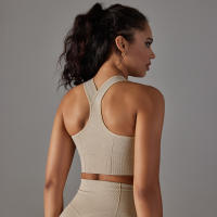 Nessaj-Sujetador deportivo sin costuras, top a prueba de golpes, cómodo Chaleco de gimnasio, color sólido, para entrenamiento, correr - details 16