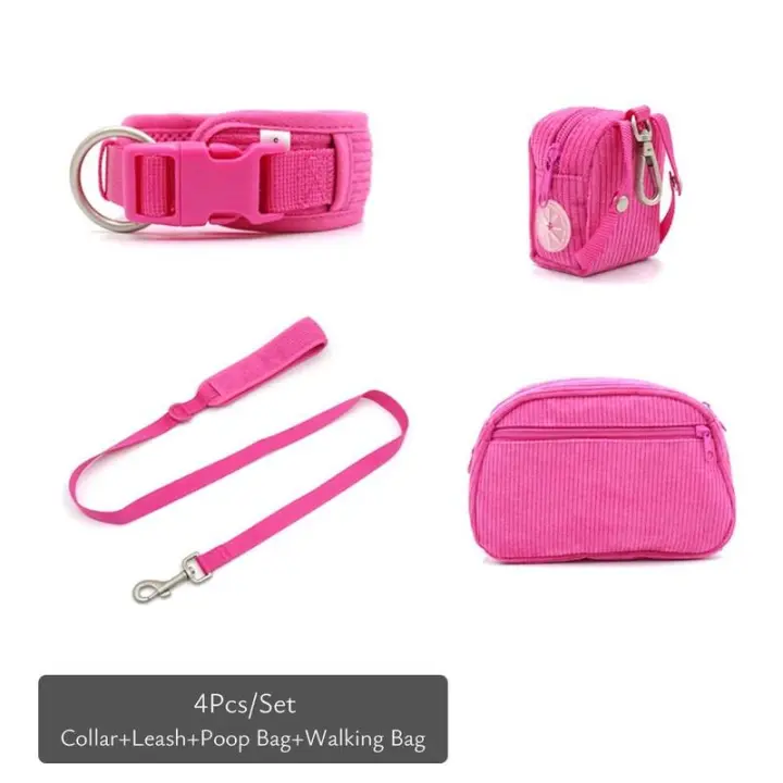 Collares personalizados mascotas Collar Rosa suave Perros con nombre, arnés reflectante sin TIAR Perros, Correa, juego de - 1