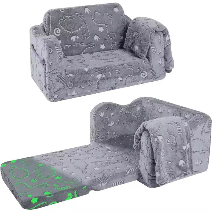 Cama plegable de felpa suave que brilla en la oscuridad, cómodo sillón reclinable para bebés para niñas y - 1