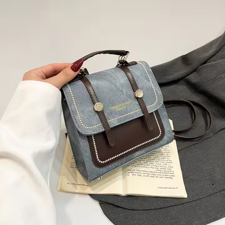 Textura, bolso, estilo occidental, cuadrado pequeño, mochila, bolso de hombro, bolso de mujer, nuevo estilo, retro, tendencia transfronteriza - 1
