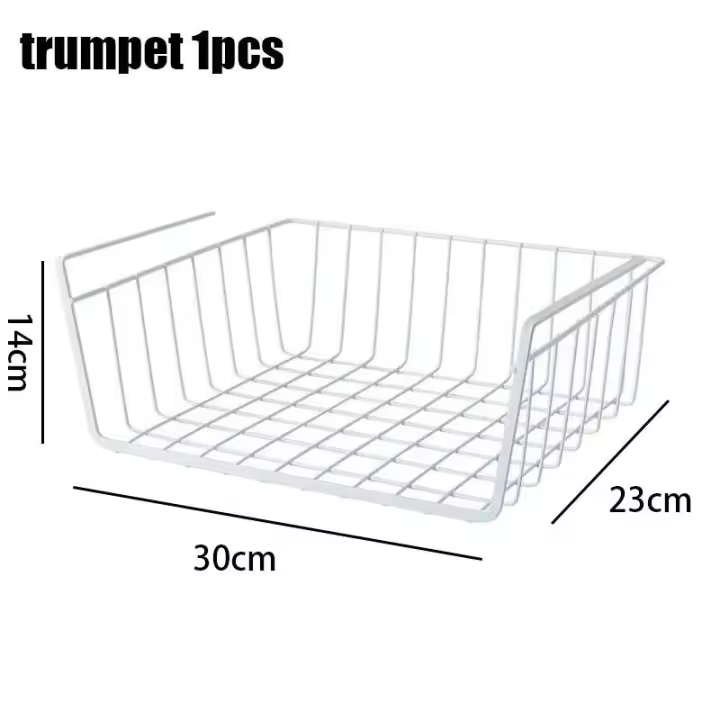 Estante decorativo perforado multifuncional, cesta inferior de hierro, cesta de alambre colgante para baño y cocina - 1